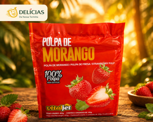 Polpa de Morango 100g - Pulpe de la fraise 100 % fruit • Sans additifs